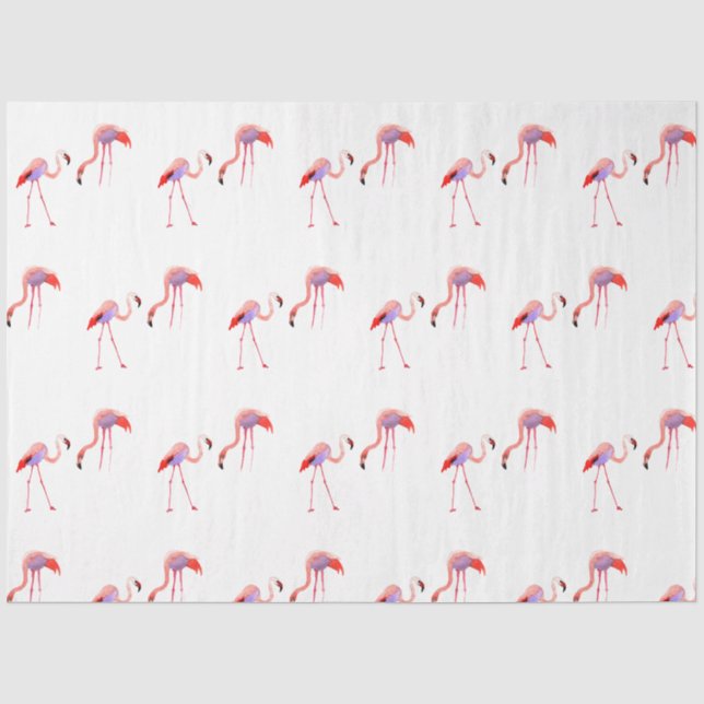 Papel De Seda Série de Flamingo em Aquarela Design 9 (Frente )