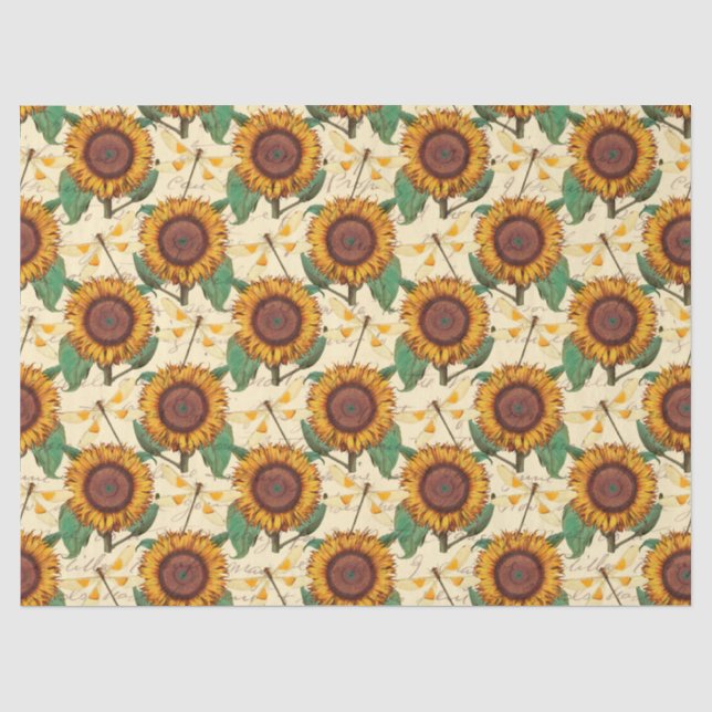 Papel De Seda Série de Girassóis e Libélulas Design 5 (Frente )