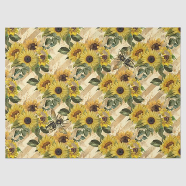 Papel De Seda Série de Girassol e Abelha Design Nove (Frente )
