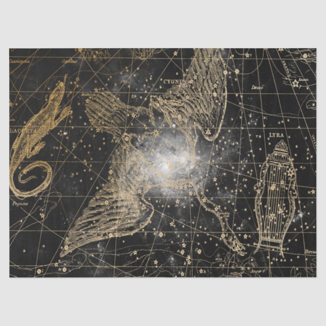 Papel De Seda Série de Mapa de Estrelas da Galáxia Preto e Doura (Frente )
