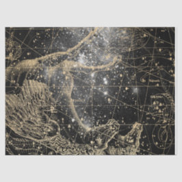 Papel De Seda Série de Mapa Estelar da Galáxia Preto e Dourado D