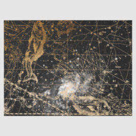 Papel De Seda Série de Mapa Estelar Galáxia Dourada e Preta Desi