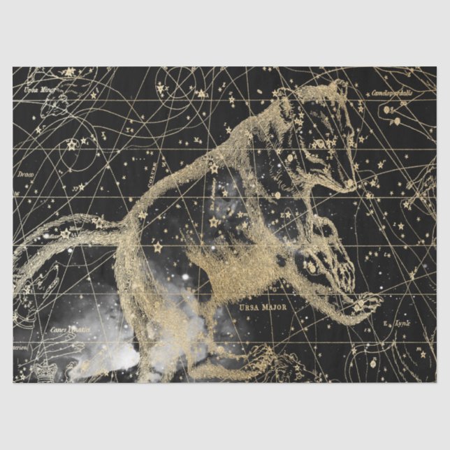 Papel De Seda Série de Mapa Estelar Galáxia Dourada e Preta Desi (Frente )