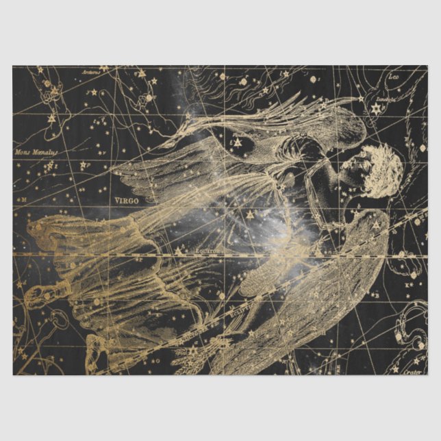 Papel De Seda Série de Mapa Estelar Galáxia Dourada e Preta Desi (Frente )