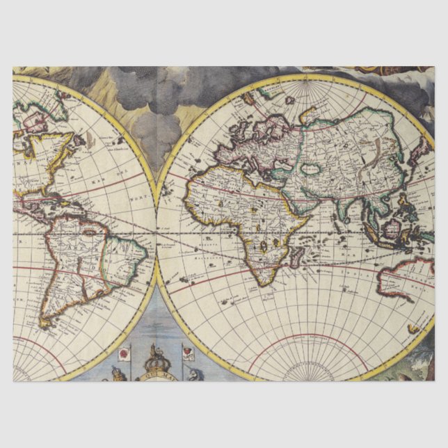 Papel De Seda Série de Mapas Antigos 1 Design 5 (Frente )