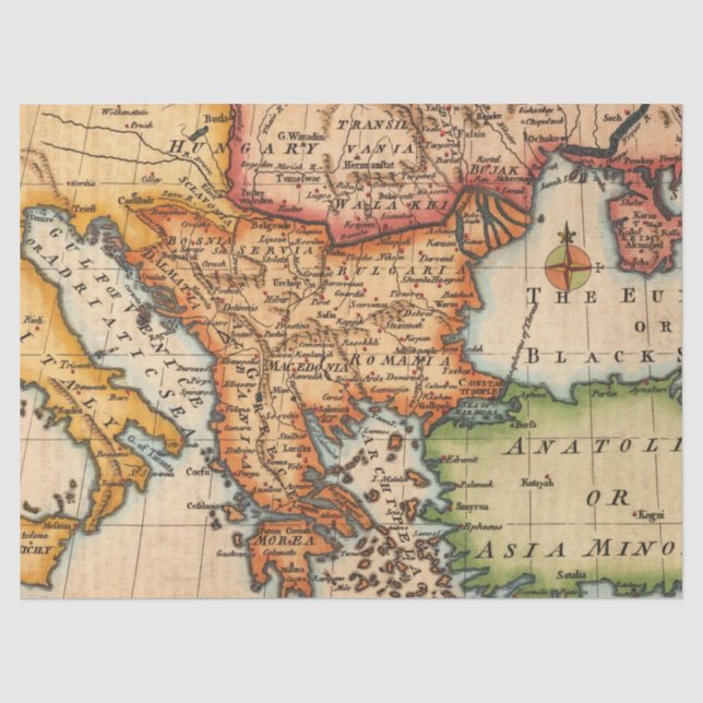 Papel De Seda Série de Mapas Antigos 1 Design 6 (Frente )