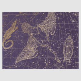 Papel De Seda Série de Mapas Estelares da Galáxia Dourada Design