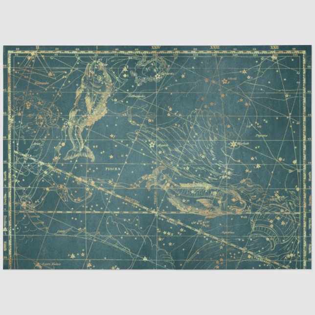 Papel De Seda Série de Mapas Estrela Dourada Design 1 (Frente )