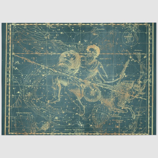 Papel De Seda Série de Mapas Estrela Dourada Design 20 (Frente )