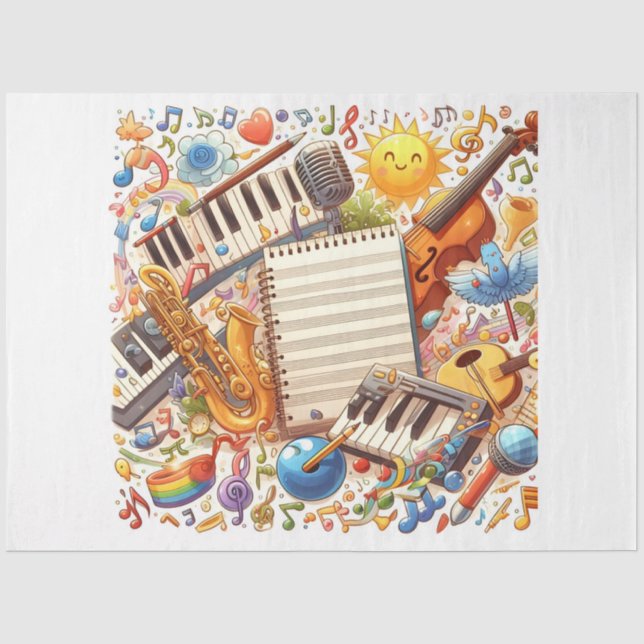Papel De Seda Série de Notas Musicais Design 10 (Frente )