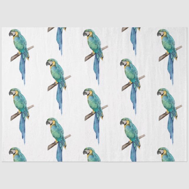 Papel De Seda Série de Pássaros Tropicais: Arara Azul design 2 (Frente )