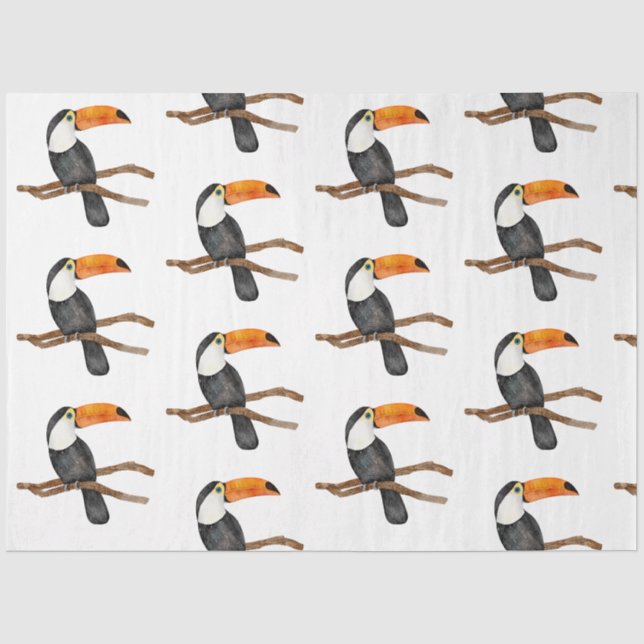 Papel De Seda Série de Pássaros Tropicais: Design de Tucano 2 (Frente )