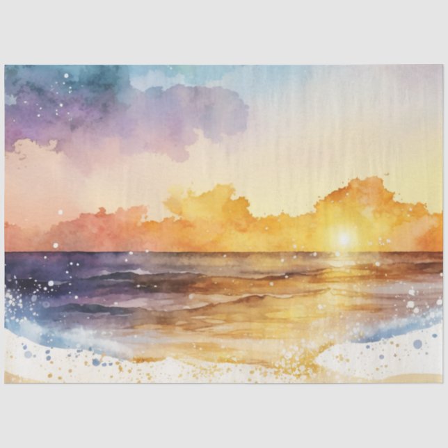Papel De Seda Série de pôr do sol em aquarela Design 2 (Frente )