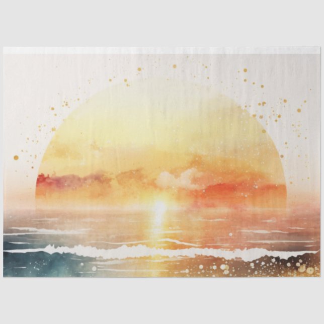 Papel De Seda Série de pôr do sol em aquarela Design 4 (Frente )