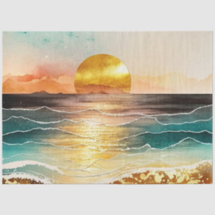 Papel De Seda Série de pôr do sol em aquarela Design 6