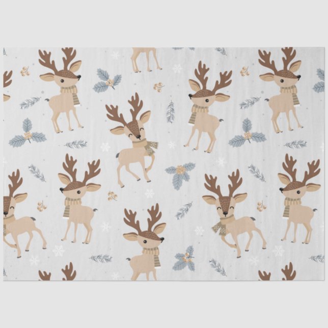 Papel De Seda Série de Veado Fofo de Natal Design 1 (Frente )