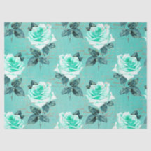 Série Desenho Floral Turquesa Desgastado 9