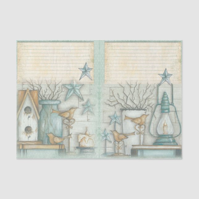 Papel De Seda Série Design de praia náutica 3 (Frente )