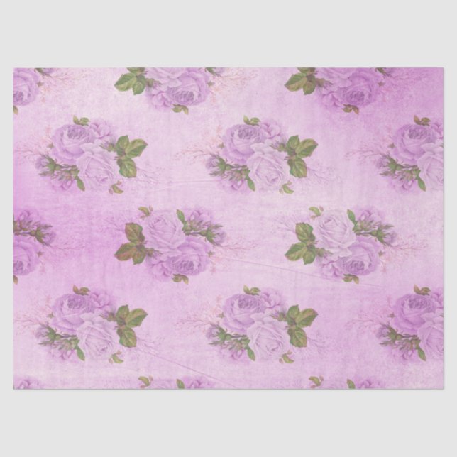 Papel De Seda Série Design Floral Desbotado Roxo 9 (Frente )