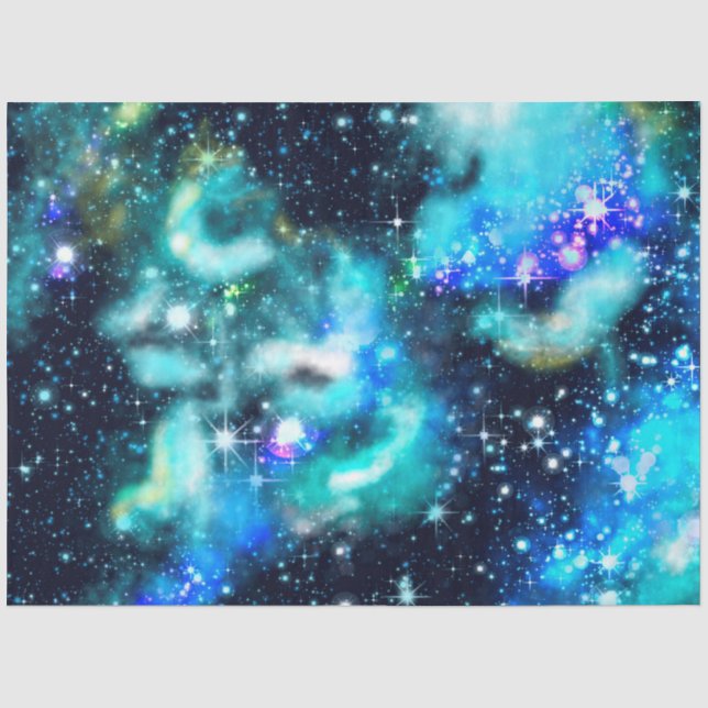 Papel De Seda Série Design Galáxia Azul 10 (Frente )