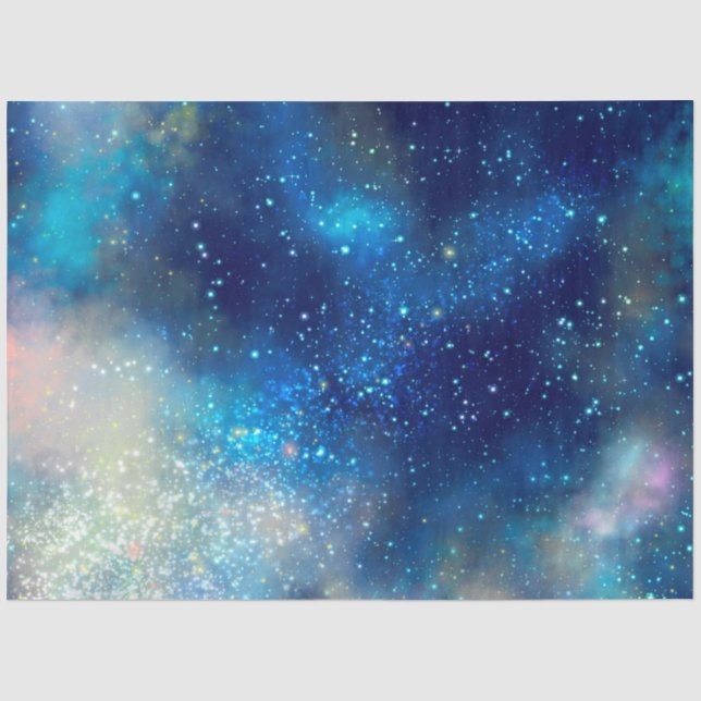 Papel De Seda Série Design Galáxia Azul 4 (Frente )