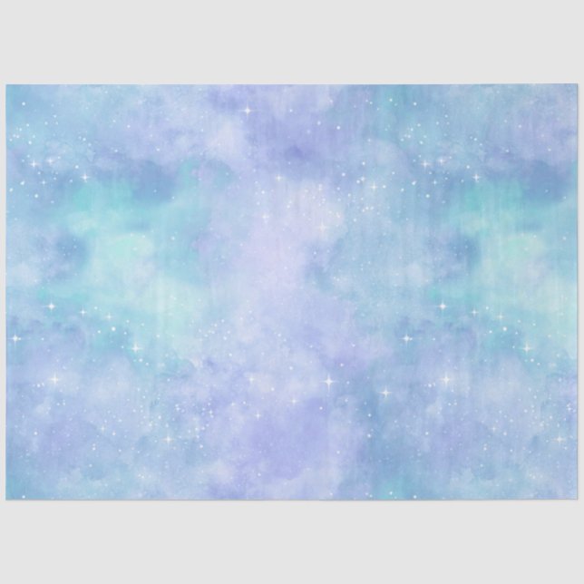 Papel De Seda Série Design Galáxia Azul Claro 10 (Frente )