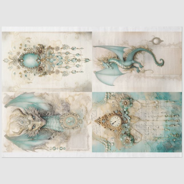 Papel De Seda Série Dragão Vitoriana Design 4 (Frente )