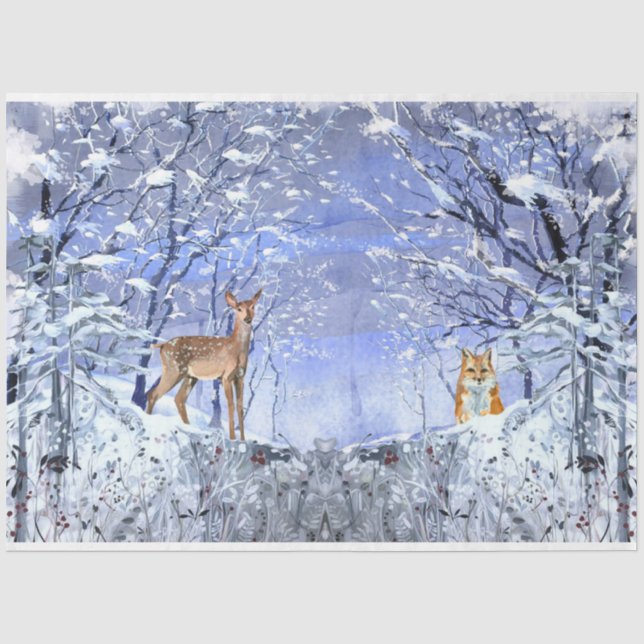 Papel De Seda Série Efêmera Floresta de Inverno Design 5 (Frente )