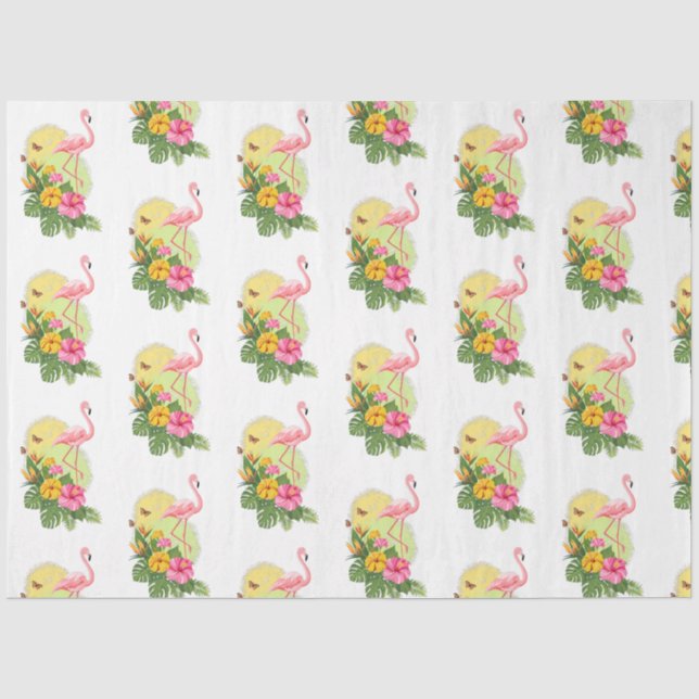 Papel De Seda Série Flamingo Tropical Design 11 (Frente )