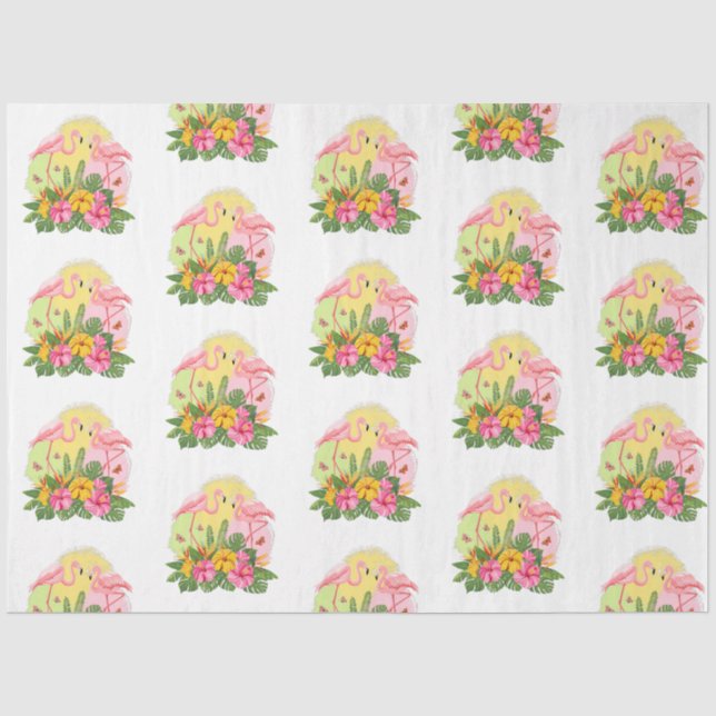 Papel De Seda Série Flamingo Tropical Design 12 (Frente )