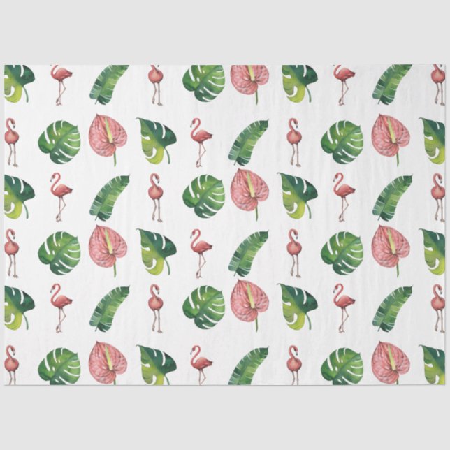Papel De Seda Série Flamingo Vibes Tropicais Design 3 (Frente )