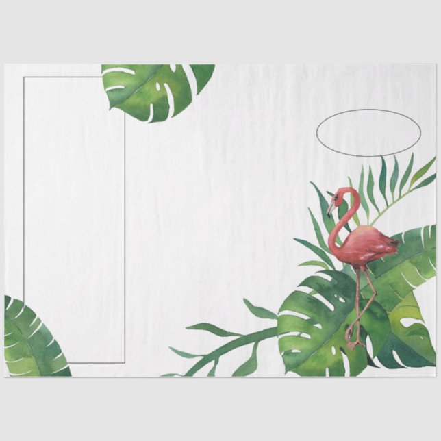 Papel De Seda Série Flamingo Vibes Tropicais Design 7 (Frente )