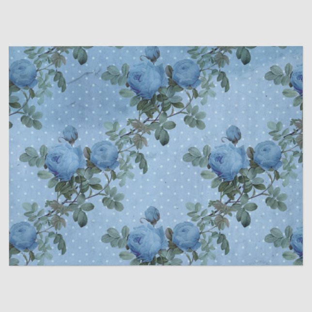 Papel De Seda Série Floral Azul Desgastado Design 5 (Frente )