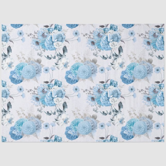 Papel De Seda Série Floral Azul Design 4 (Frente )
