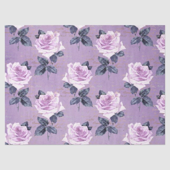 Papel De Seda Série Floral Desbotada Roxa Design 3 (Frente )