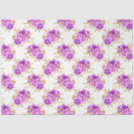 Papel De Seda Série Floral, púrpura e Dourada, Design 9