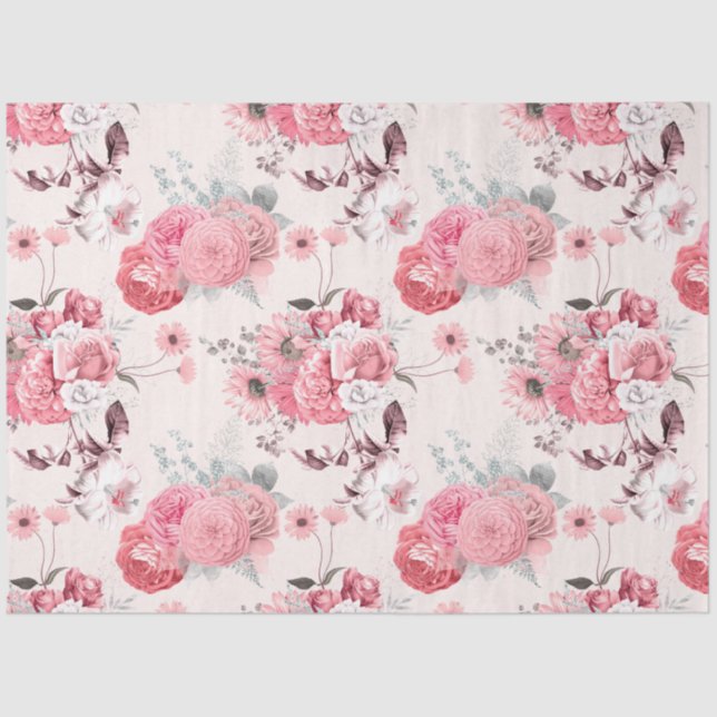 Papel De Seda Série Floral rosa Design 6 (Frente )