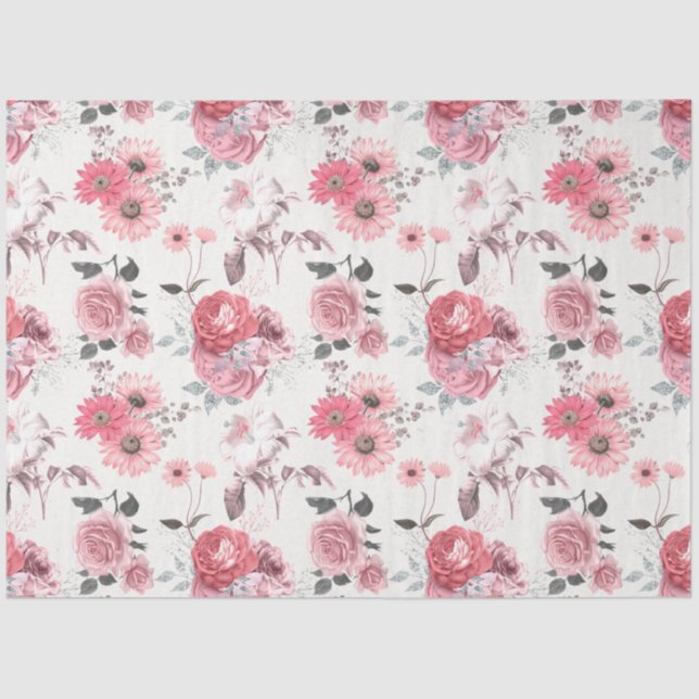 Papel De Seda Série Floral Rosa Design 7 (Frente )