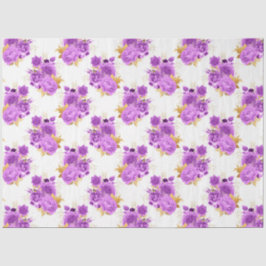 Papel De Seda Série Floral Roxa e Dourada Design 5