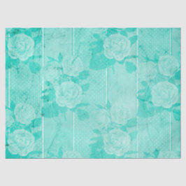 Papel De Seda Série Floral Turquesa Desgastada Design 1