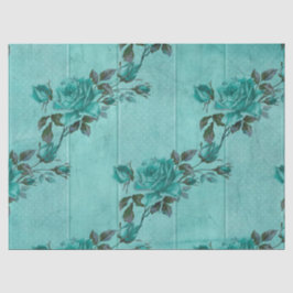 Papel De Seda Série Floral Turquesa Desgastada Design 2