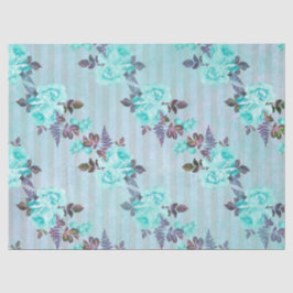 Papel De Seda Série Floral Turquesa Desgastada Design 6