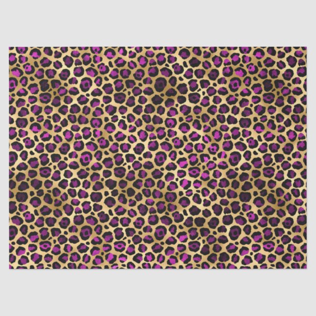 Papel De Seda Série Leopardo roxa e Dourada Design 4 (Frente )