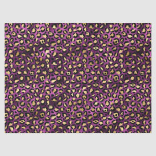 Papel De Seda Série Leopardo Roxo e Dourada Design 1