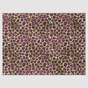 Papel De Seda Série Leopardo Roxo e Dourada Design 4