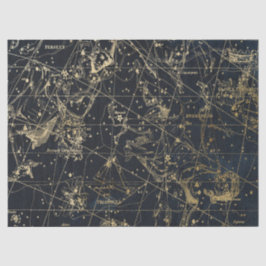 Papel De Seda Série Mapa Estelar Galáxia Dourada Design 1