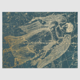 Papel De Seda Série Mapa Estelar Galáxia Dourada Design 11