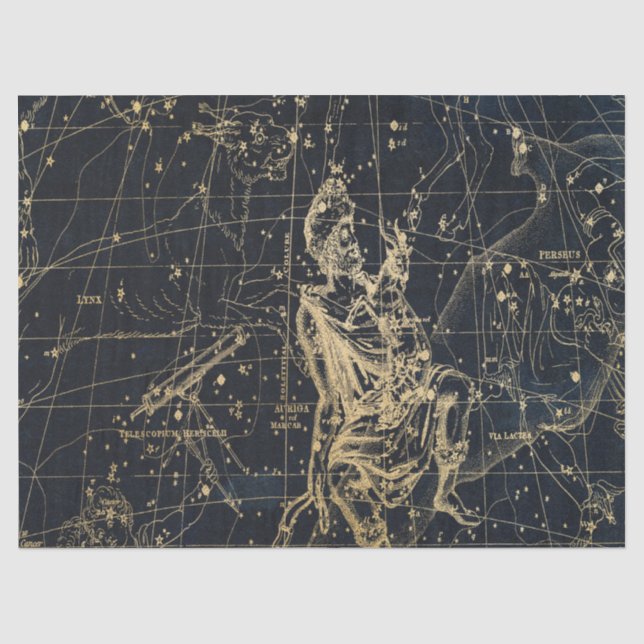 Papel De Seda Série Mapa Estelar Galáxia Dourada Design 2 (Frente )