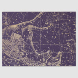 Papel De Seda Série Mapa Estelar Galáxia Dourada Design 3