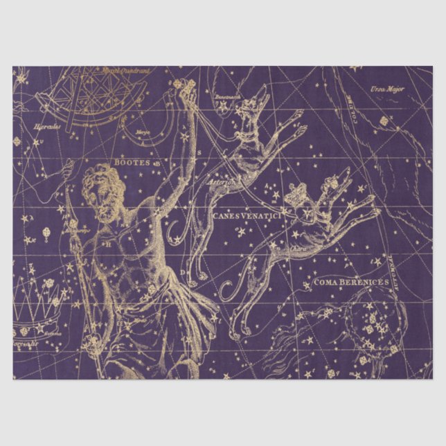 Papel De Seda Série Mapa Estelar Galáxia Dourada Design 5 (Frente )